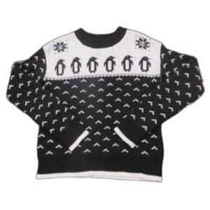 Kate Spade Black White Penguin Pattern Pullover Sweater Women's Size XS